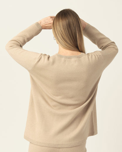 Dual-Knit Royal Alpaca Sweater - Sand