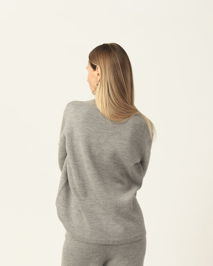 Dual-Knit Royal Alpaca Sweater - Gray