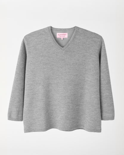 Dual-Knit Royal Alpaca Sweater - Gray
