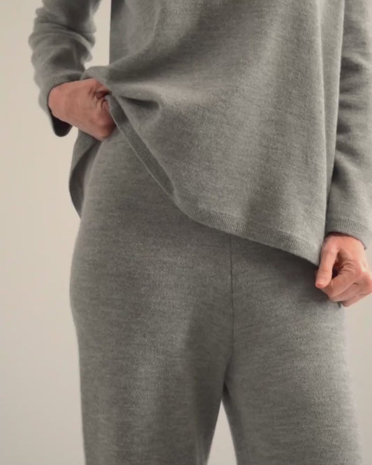 Dual-Knit Royal Alpaca Pants - Gray