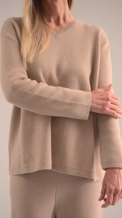 Dual-Knit Royal Alpaca Sweater - Sand
